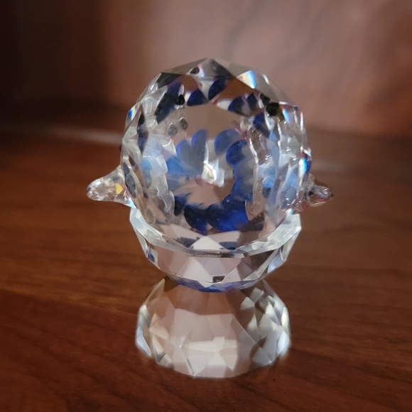 CRYSTAL WORLD ♡ Vintage Heavy Crystal Bird Bath with Two Precious Little Birds - Picture 8 of 11